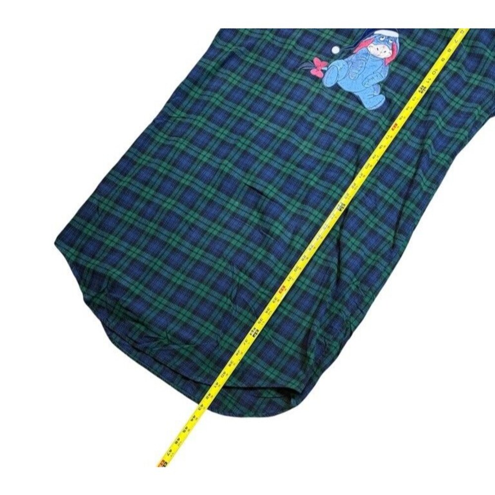 Vtg Disney Store Nightgown Womens Size XL Eeyore Flannel Plaid Green Blue *READ* - Picture 7 of 7